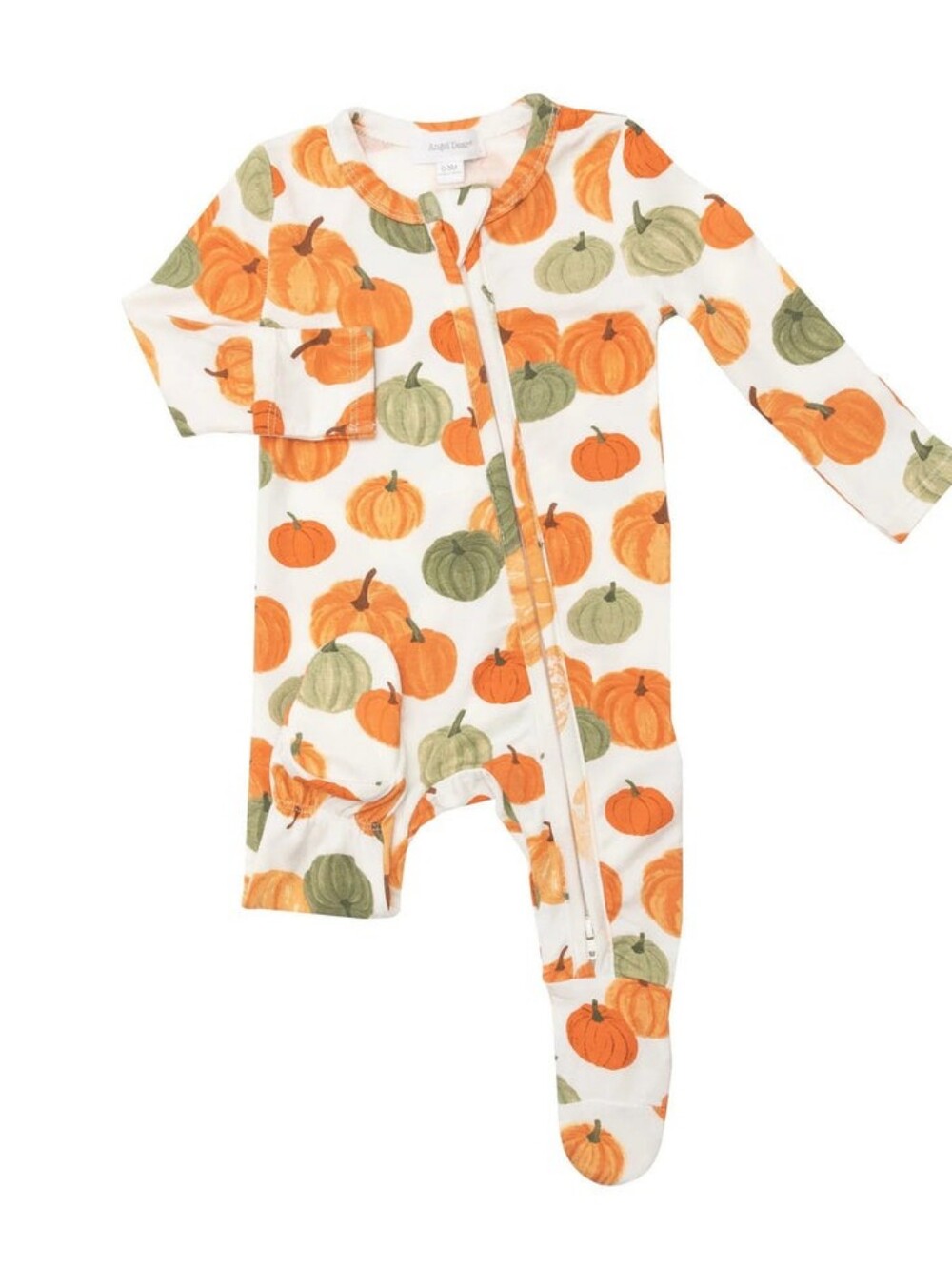 Angel Dear Bamboo Zipper Footie Pumpkin Print 3-6m